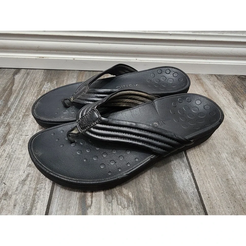 Ladies Vionic Black Flip Flop Style Sandal Podiatrist Designed Shoe Size 8/8.5